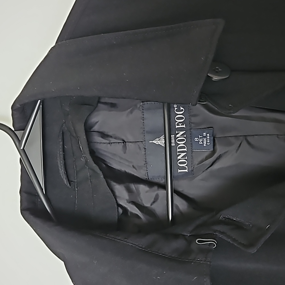 Size 8 petite London fog black trench coat
